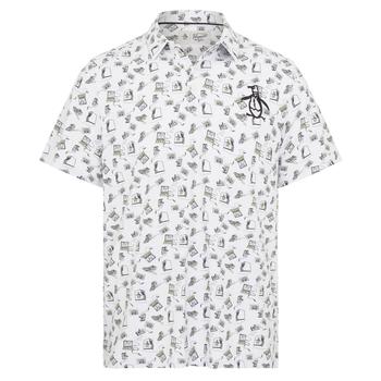 Original Penguin Retro Arcade Print Golf Polo Shirt - Bright White - main image