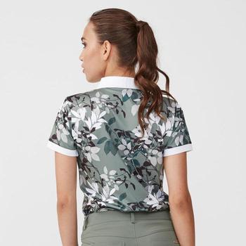 Rohnisch Womens Leaf Polo Shirt - Green Leaves Model Front - main image