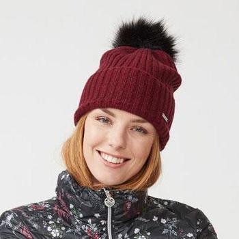 Rohnisch Pompom Beanie Golf Hat - Burgundy Model Shot 3 - main image