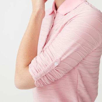 Rohnisch Wave Womens Long Sleeve Golf Poloshirt - Rose Pink Sleeve Details - main image