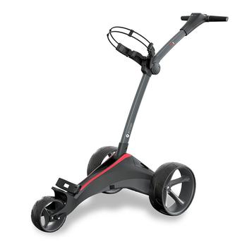 Front view of a fully assembled Motocaddy golf trolley  - main image