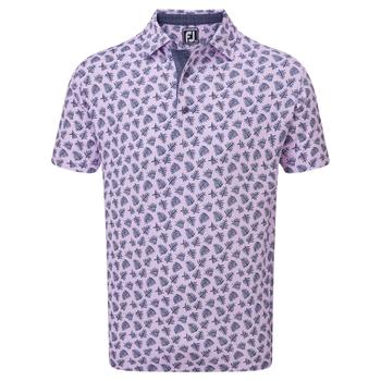 FootJoy Shadow Palm Print Pique Golf Polo Shirt - Lavender/Navy - main image