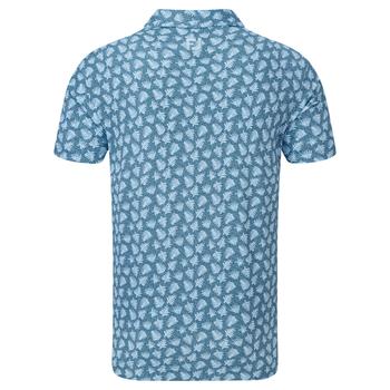 FootJoy Shadow Palm Print Pique Golf Polo Shirt - Navy/Dust Blue - main image
