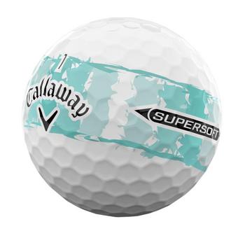 Callaway Supersoft Distressed Stripe Golf Balls - White/Teal - main image