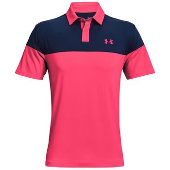 Under Armour T2G Blocked Golf Polo Shirt Black Venom Red