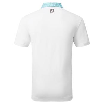 FootJoy Tossed Tulip Trim Pique Golf Polo Shirt - White/Maui Blue - main image