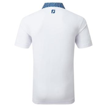 FootJoy Tossed Tulip Trim Pique Golf Polo Shirt - White/Twilight Blue - main image