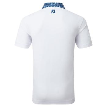 FootJoy Tossed Tulip Trim Pique Golf Polo Shirt - White/Twilight Blue