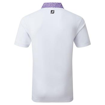 Footjoy Tossed Tulip Trim Pique Golf Polo Shirt - White/Violet - main image