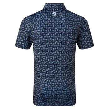 FootJoy Travel Print Lisle Golf Polo Shirt - Navy/Blue