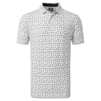 FootJoy Travel Print Lisle Golf Polo Shirt - White/Black - main image