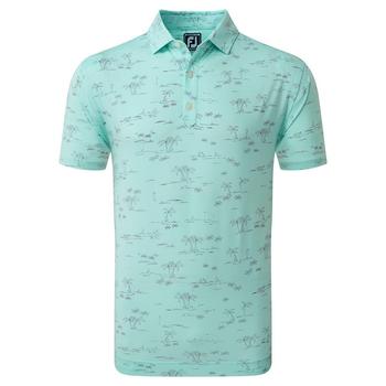 FootJoy Tropic Print Lisle Golf Polo Shirt - Aqua Surf - main image