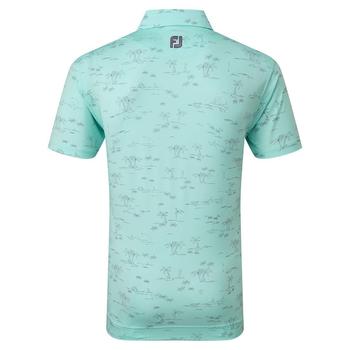 FootJoy Tropic Print Lisle Golf Polo Shirt - Aqua Surf - main image