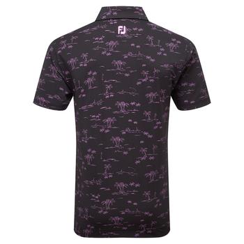 FootJoy Tropic Print Lisle Golf Polo Shirt - Black - main image