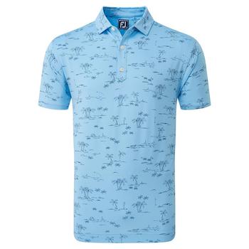 FootJoy Tropic Print Lisle Golf Polo Shirt - Blue - main image