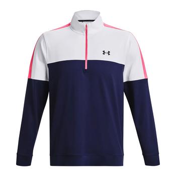 Under Armour UA Storm Midlayer Half Zip Golf Sweater - Midnight Navy/White/Pink