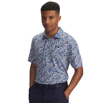 Under Armour Playoff 3.0 Printed Golf Polo Shirt - Blue Atlantis/White/Midnight Navy - main image