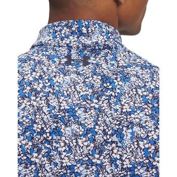 Under Armour Playoff 3.0 Printed Golf Polo Shirt - Blue Atlantis/White/Midnight Navy - main image