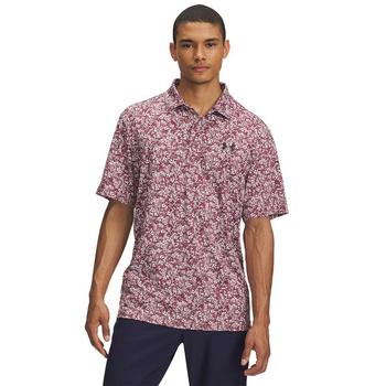 Under Armour Playoff 3.0 Printed Golf Polo Shirt - Tourmaline Pink/Dark Maroon/Midnight Navy - main image