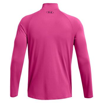 Under Armour Tech 2.0 Half Zip Long Sleeve Golf Top - Astro Pink - main image