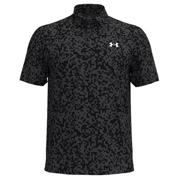 Under Armour Tee To Green Printed Golf Polo Shirt - Black/Castlerock/White