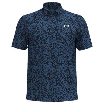 Under Armour Tee To Green Printed Golf Polo Shirt - Midnight Navy/Blue Atlantis/White - main image