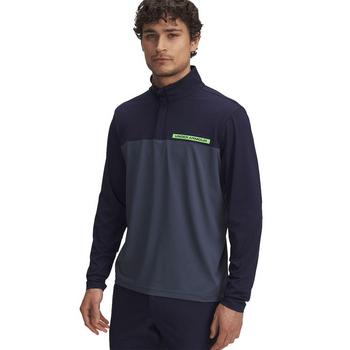 Under Armour Tee to Green Mens Quarter Zip Top - Navy/Downpour Grey/Cyber Green - main image