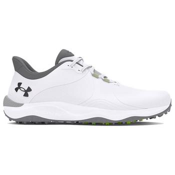 Under Armour UA Drive Pro Spikeless Wide Golf Shoes - White/White/Metallic Gun Metal - main image