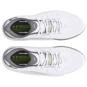 Under Armour UA Drive Pro Spikeless Wide Golf Shoes - White/White/Metallic Gun Metal - main image