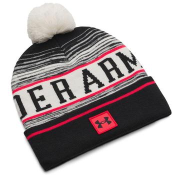 Under Armour UA Halftime Pom Pom Beanie Hat - Stone/Racer Red/Black - main image