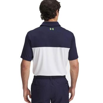 Under Armour UA Tee To Green Colour Block Polo - Midnight Navy/White/Cyber Green - main image
