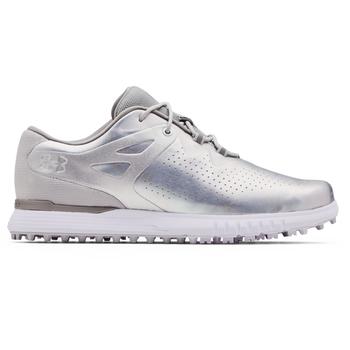 Under Armour Womens Charged Breathe Spikeless Golf Shoes - White/Metallic Silver - main image