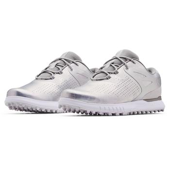 Under Armour Womens Charged Breathe Spikeless Golf Shoes - White/Metallic Silver - main image