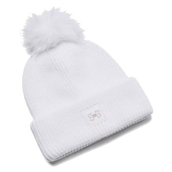 Under Armour Womens ColdGear Infrared Halftime Ribbed Pom Beanie - White - main image
