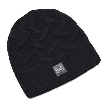 Under Armour Womens UA Halftime Cable Knit Beanie - Black/Jet Gray/Halo Gray - main image