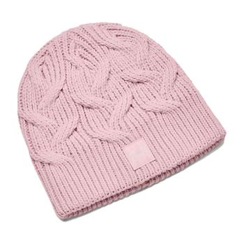 Under Armour Womens UA Halftime Cable Knit Beanie - Prime Pink/Prime Pink/White - main image