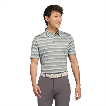 adidas 2 Colour Stripe Mens Golf Polo Shirt - Silver/Green - main image