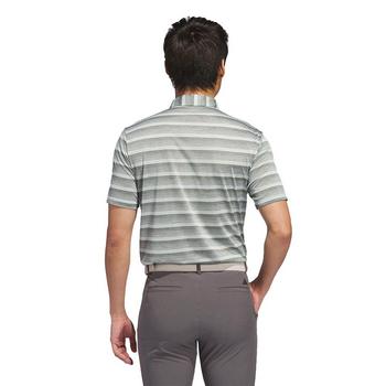 adidas 2 Colour Stripe Mens Golf Polo Shirt - Silver/Green - main image
