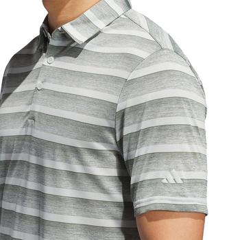 adidas 2 Colour Stripe Mens Golf Polo Shirt - Silver/Green - main image