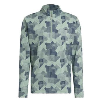 adidas Go-To Print Mens 1/4 Zip Top - Silver/Green - main image