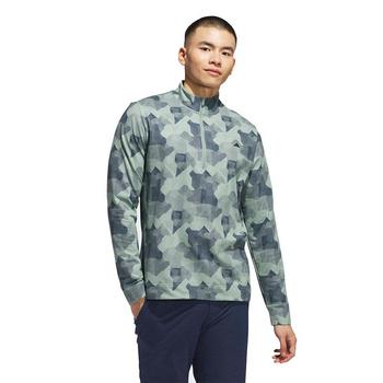 adidas Go-To Print Mens 1/4 Zip Top - Silver/Green - main image