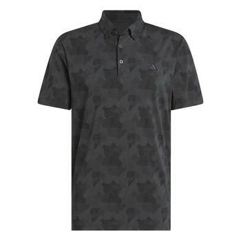 Gold Gear Direct - adidas Go-To Print Mens Polo Shirt -  Carbon/Black