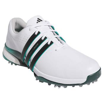 adidas Tour360 Boost Golf Shoes - White/Black/Aurora Ivy - main image
