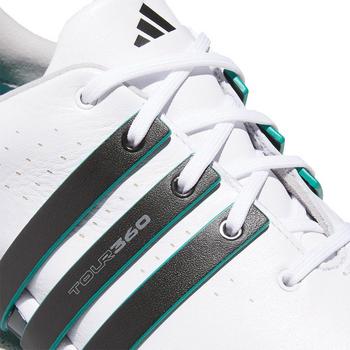adidas Tour360 Boost Golf Shoes - White/Black/Aurora Ivy - main image