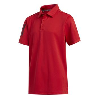 adidas Junior 3 Stripe Golf Polo - Collegiate Red - main image