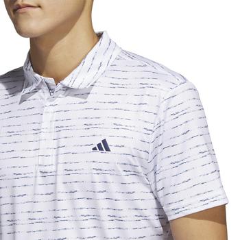 adidas Stripe Zip Golf Polo - White/Collegiate Navy - main image