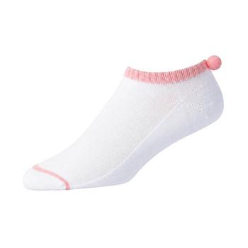 FootJoy Ladies ProDry Pom Pom Golf Socks - White/Pink - main image