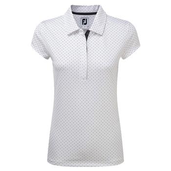 FootJoy Womens Printed Dot Smooth Pique - White/Charcoal
