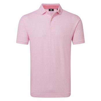 FootJoy Scallop Geo Print Pique Golf Polo Shirt Pink Pop