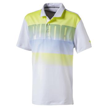 Puma Logo Junior Golf Polo Shirt Bright White/Yellow - main image